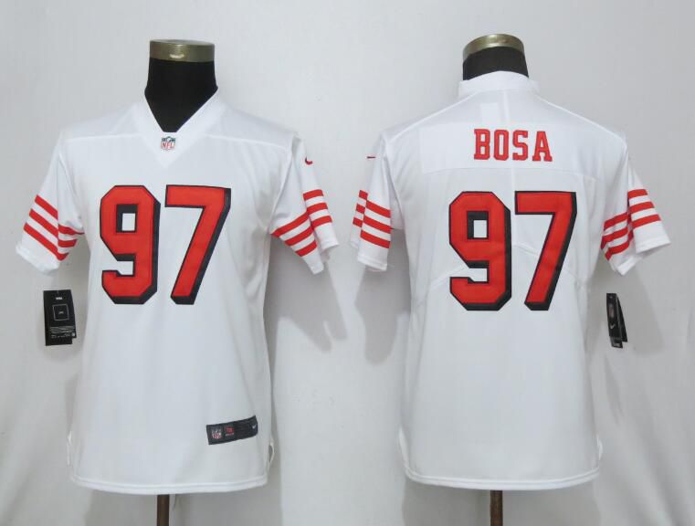 Women San Francisco 49ers #97 Bosa White Color Rush Vapor Untouchable Nike NFL Jerseys->youth nfl jersey->Youth Jersey